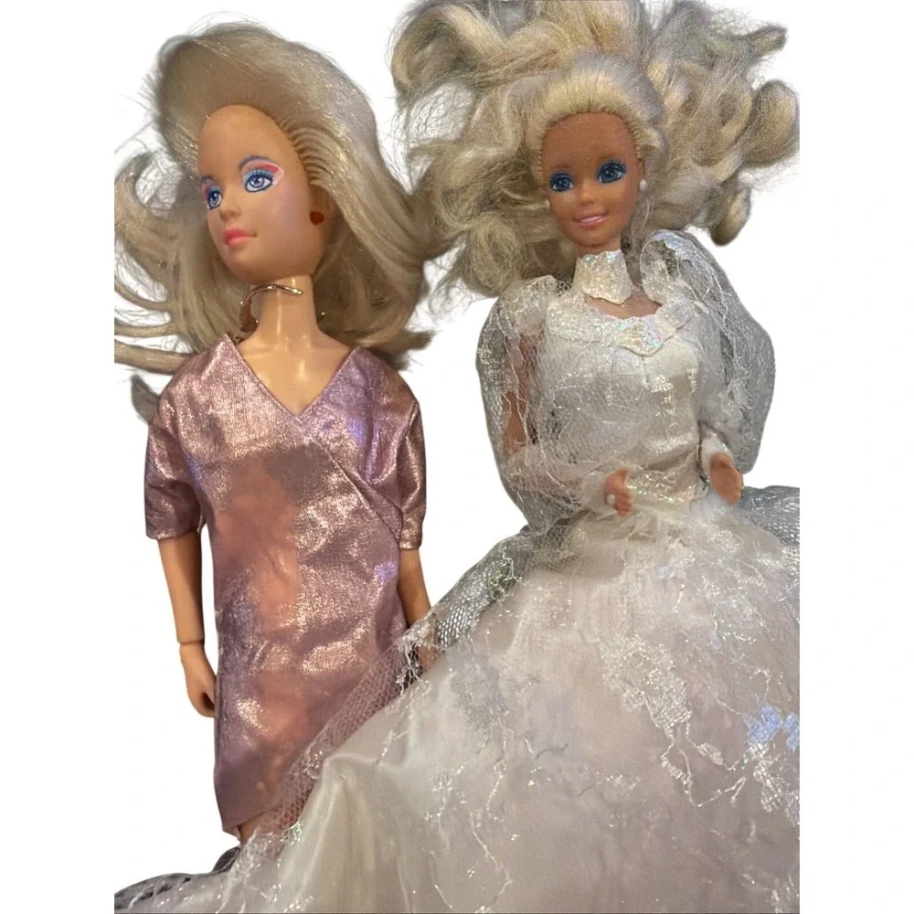 Vintage 1980s Doll Lot 1985 Hasbro Jem Jerrica & 1989 Wedding Fantasy Barbie